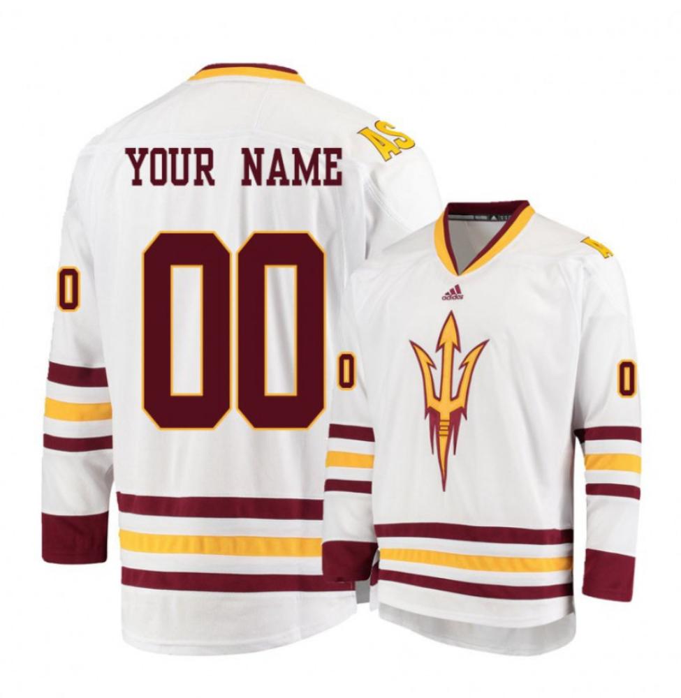 Men's Arizona State Sun Devils Custom Hockey Stitched White Jersey