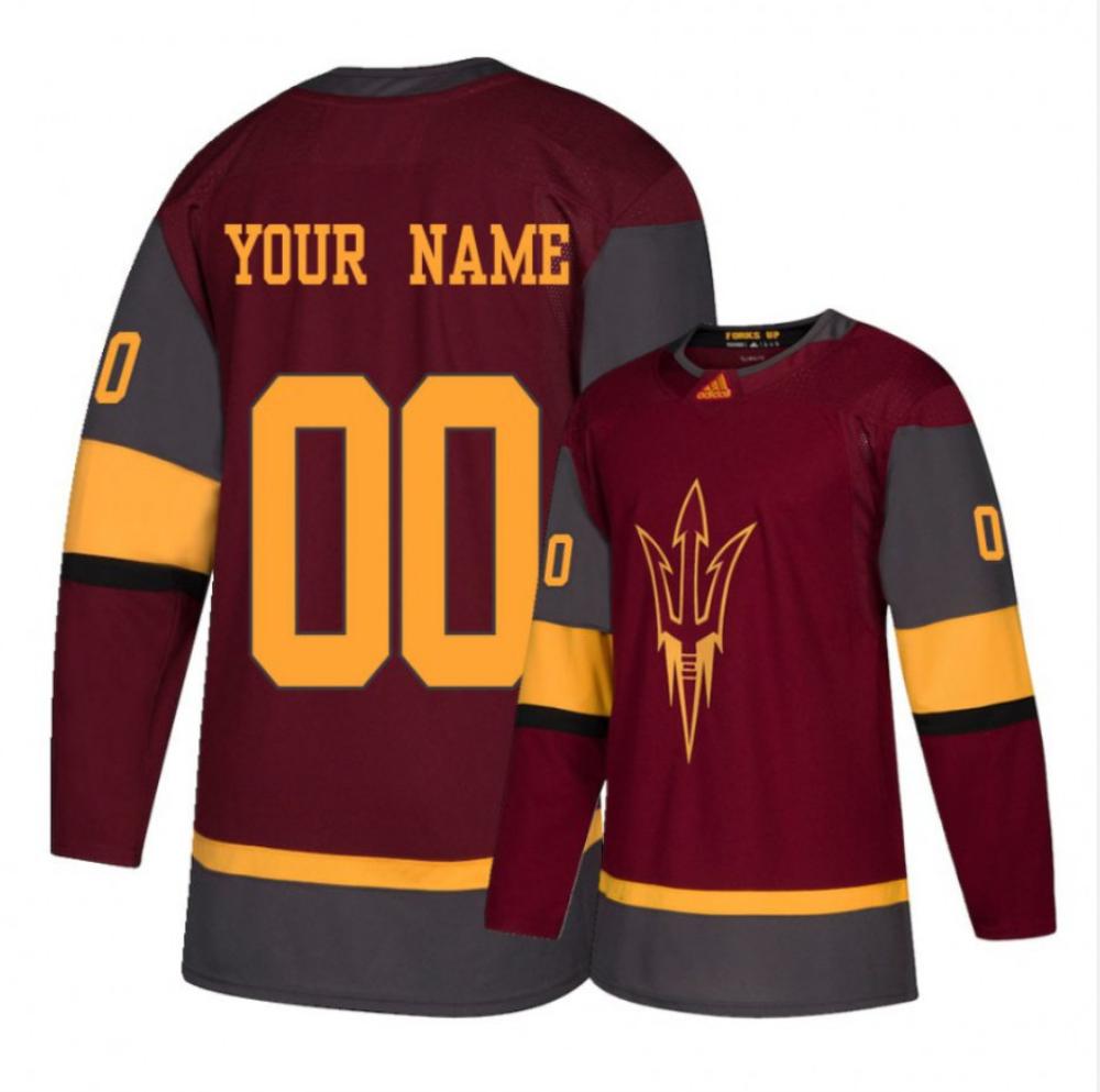 Men's Arizona State Sun Devils Custom Jersey Hockey Maroon All Stitched