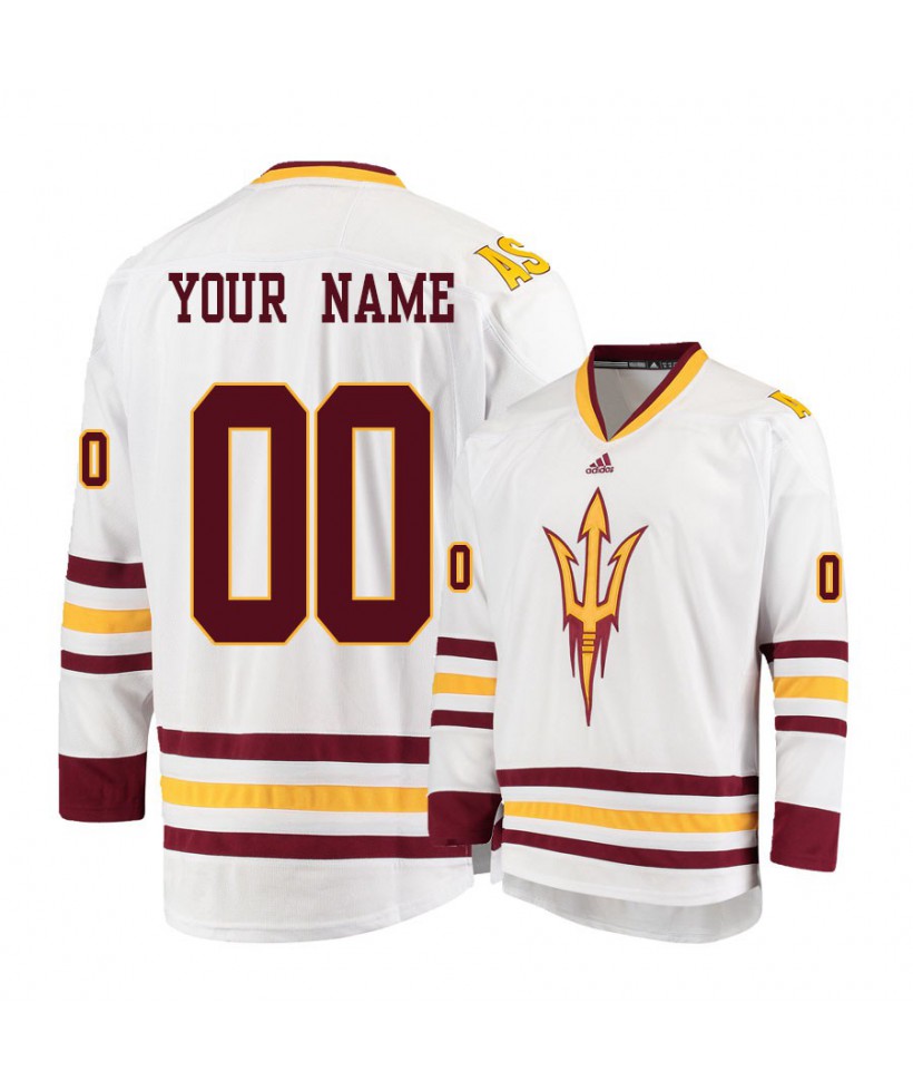 Men's Arizona State Sun Devils White Custom Hockey Jersey