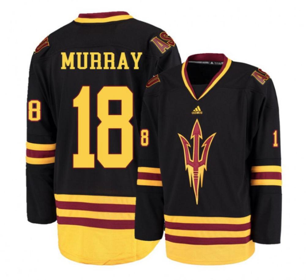 Men's Arizona State Sun Devils #18 Jax Murray Hockey Stitched Black Jersey