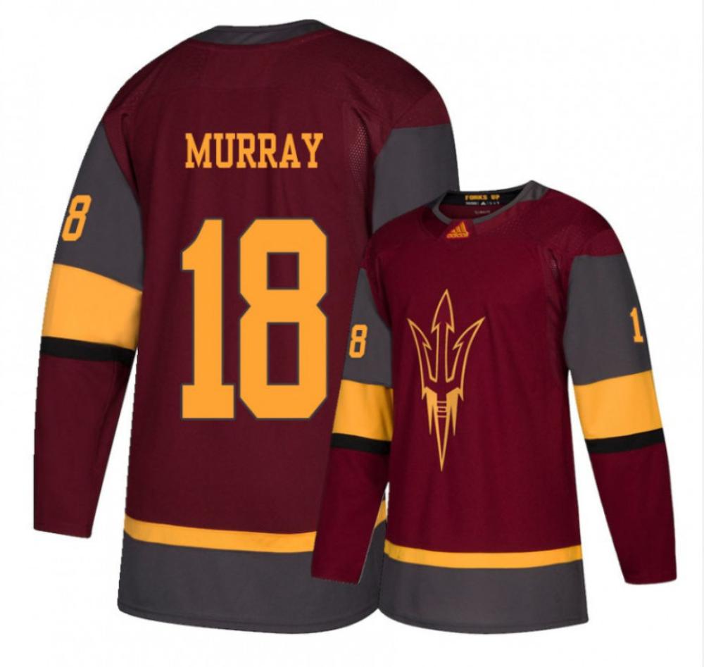 Men's Arizona State Sun Devils #18 Jax Murray Hockey Stitched Maroon Jersey