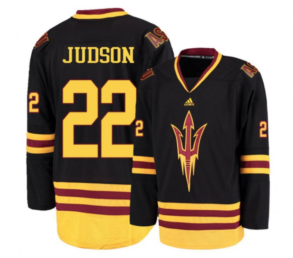Men's Arizona State Sun Devils #22 Jack Judson Hockey Stitched Black Jersey