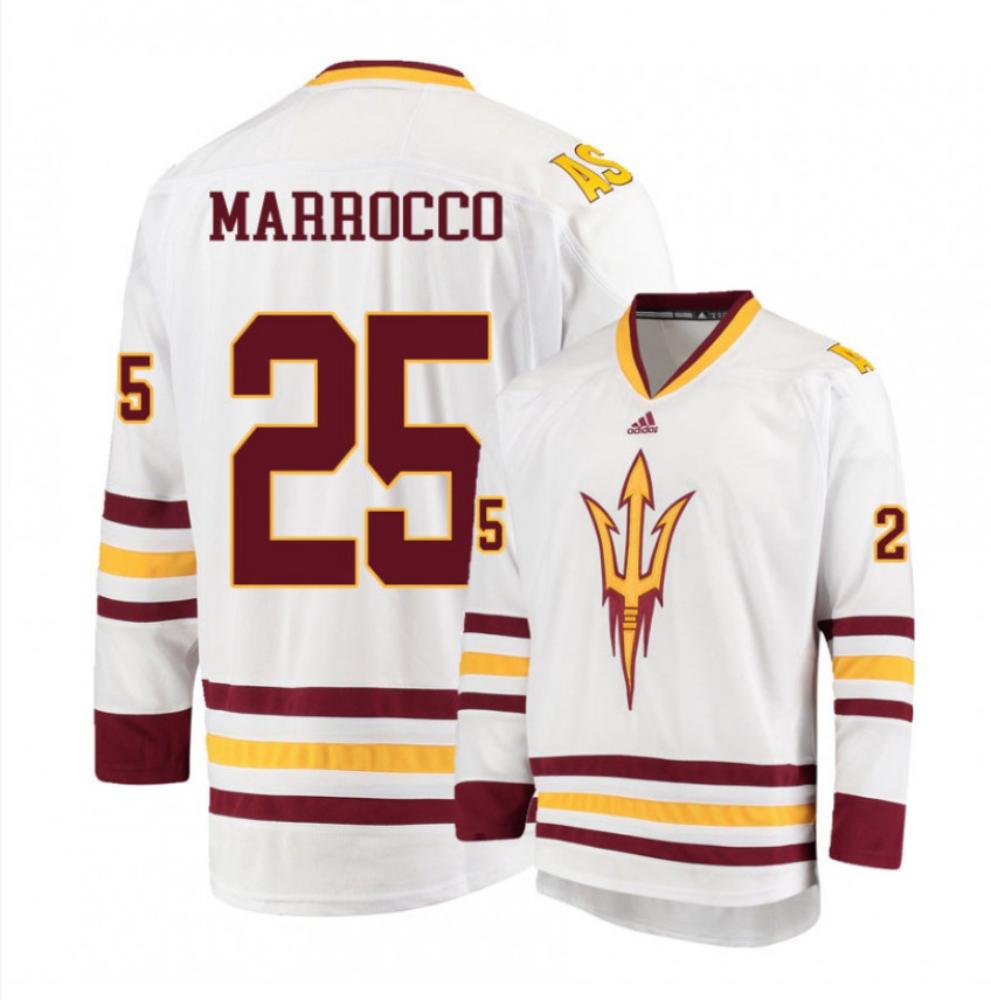 Men's Arizona State Sun Devils #25 PJ Marrocco Hockey Stitched White