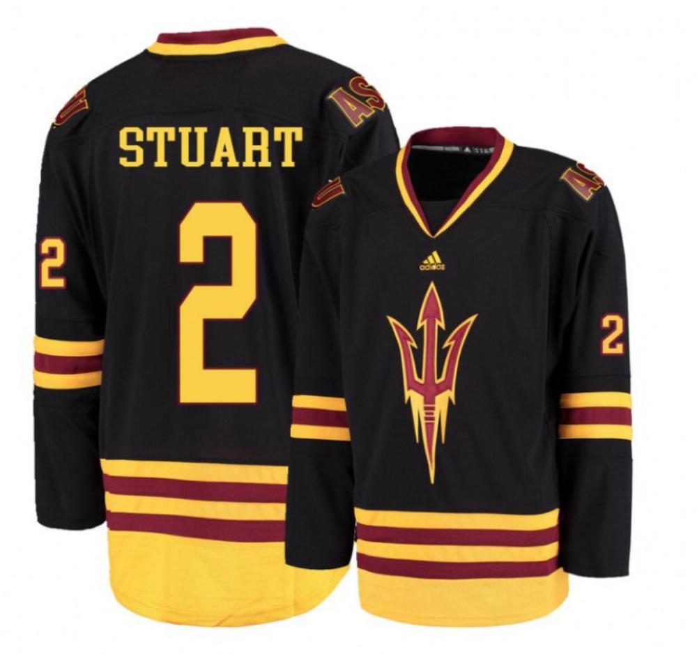 Men's Arizona State Sun Devils #2 Connor Stuart Hockey Stitched Black Jersey