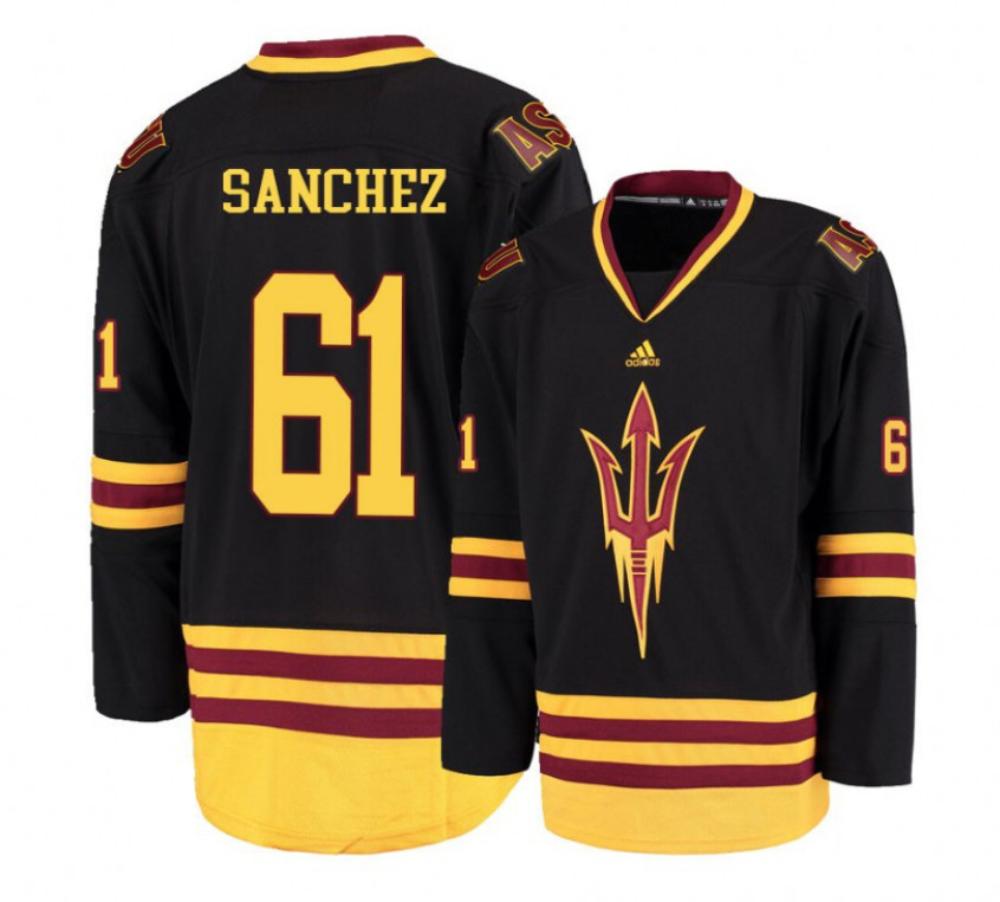 Men's Arizona State Sun Devils #61 James Sanchez Hockey Stitched Black Jersey
