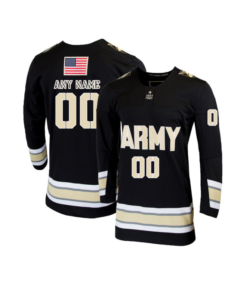 Men's Army Black Knights Custom Black Hockey Jersey