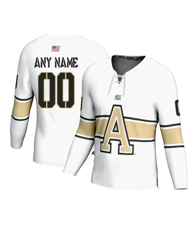 Men's Army Black Knights Custom White Fashion Hockey Jersey