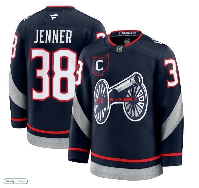 Men’s Boone Jenner Jersey #38 Columbus Blue Jackets Navy All Stitched