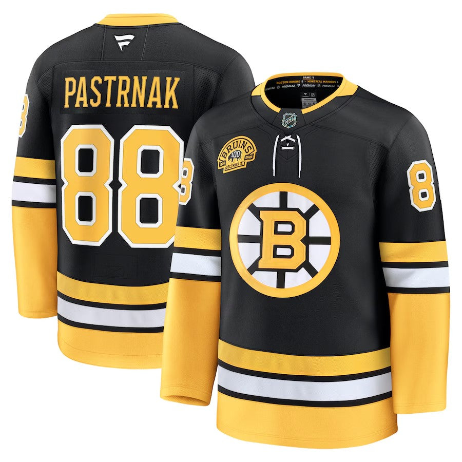 Men's Boston Bruins #88 David Pastrnak Alternate 100th Anniversary Jersey Black