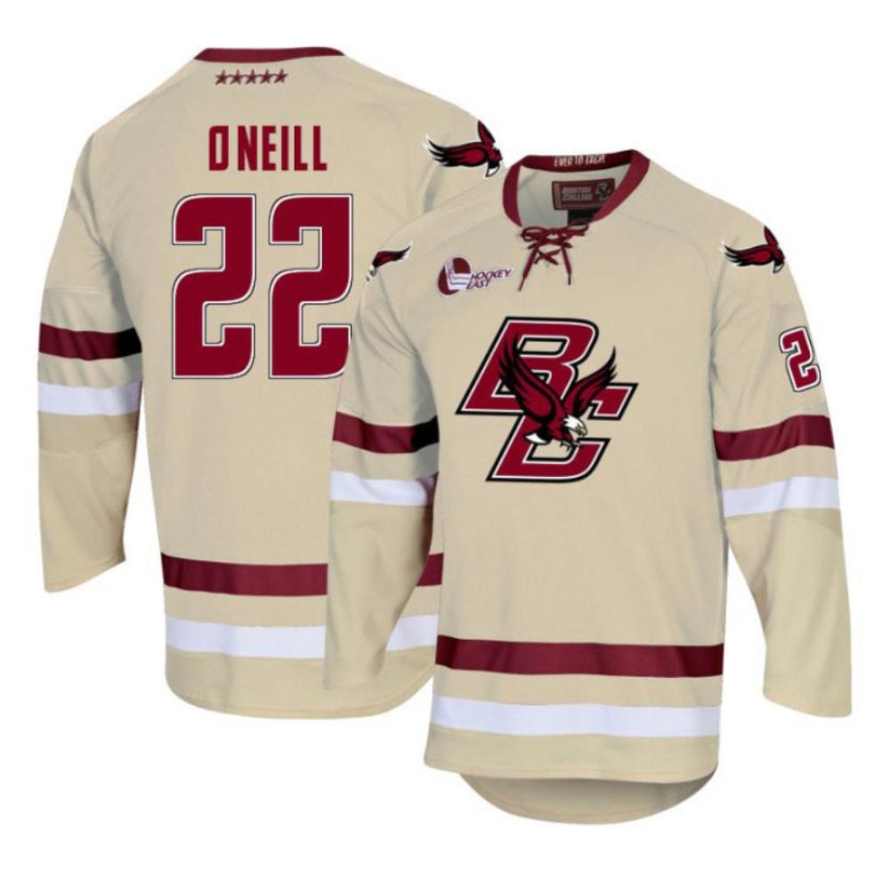 Men's Boston College Eagles Christian O'neill #22 Hockey Stitched Cream Jersey