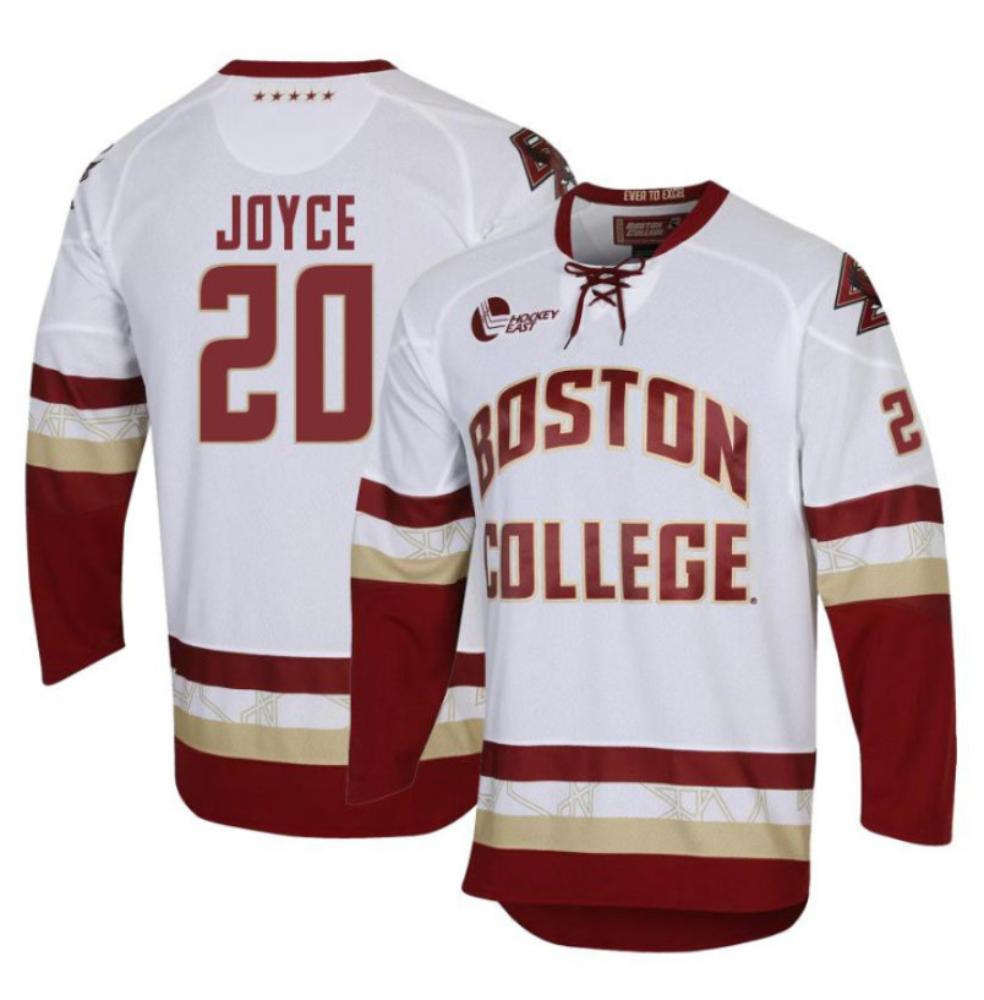 Men's Boston College Eagles Connor Joyce #20 Hockey All Stitched Jersey White