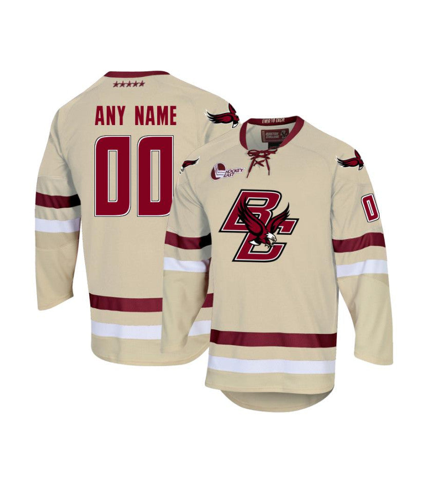 Men's Boston College Eagles Custom Gold Hockey Jersey