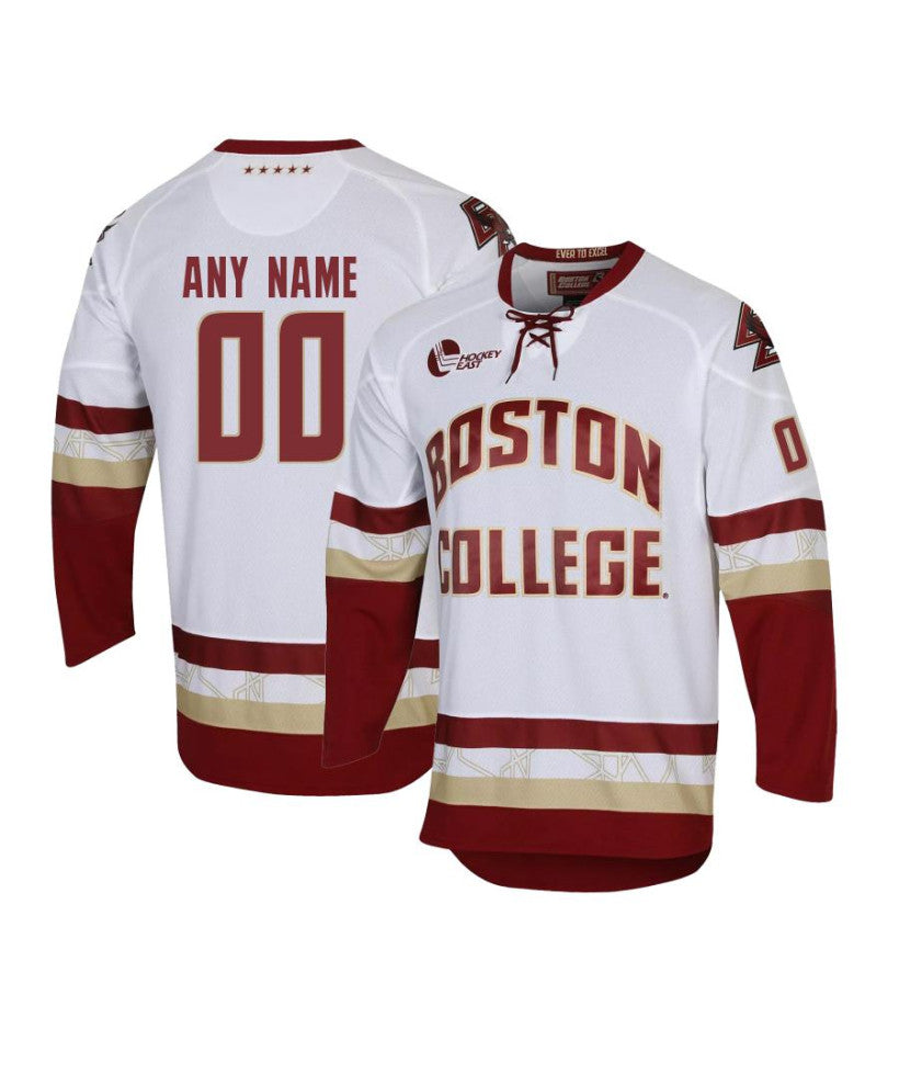 Men's Boston College Eagles Custom White Hockey Jersey