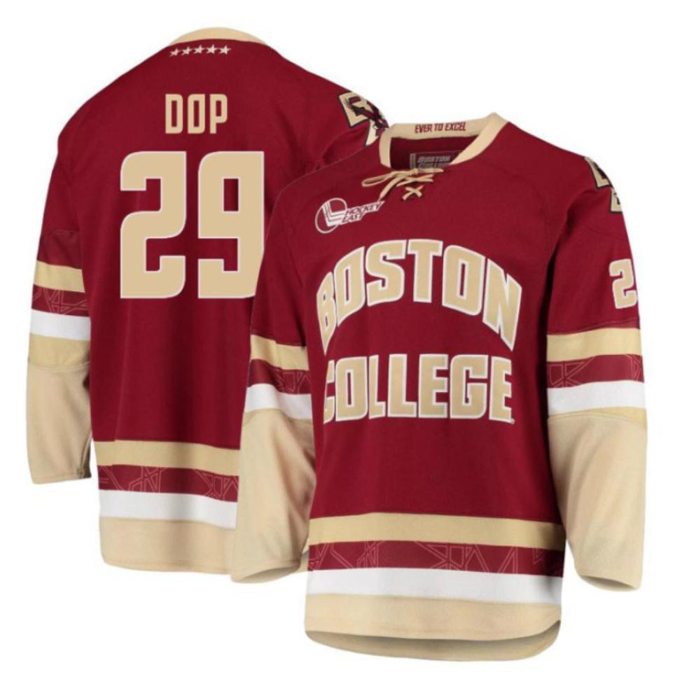 Men's Boston College Eagles Eric Dop #29 Hockey All Stitched Maroon Jersey