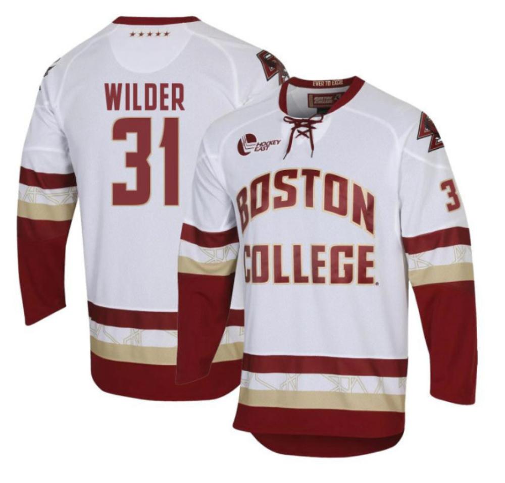 Men's Boston College Eagles Henry Wilder #31 Hockey All Stitched White Jersey