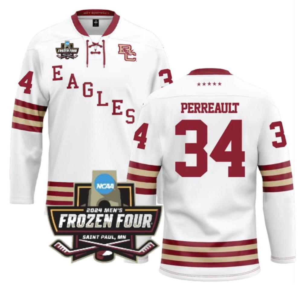 Men's Boston College Ice Hockey Gabe Perreault #34 White Jersey