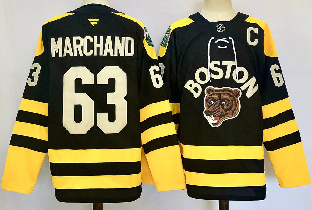 Men’s Brad Marchand Jersey #63 Boston Bruins 2023 Winter Classic Stitched