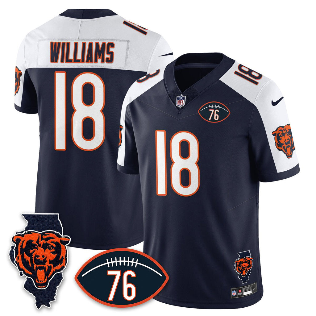 Men's Caleb Williams Jersey #18 Chicago Bears Honor Steve McMichael Alternate