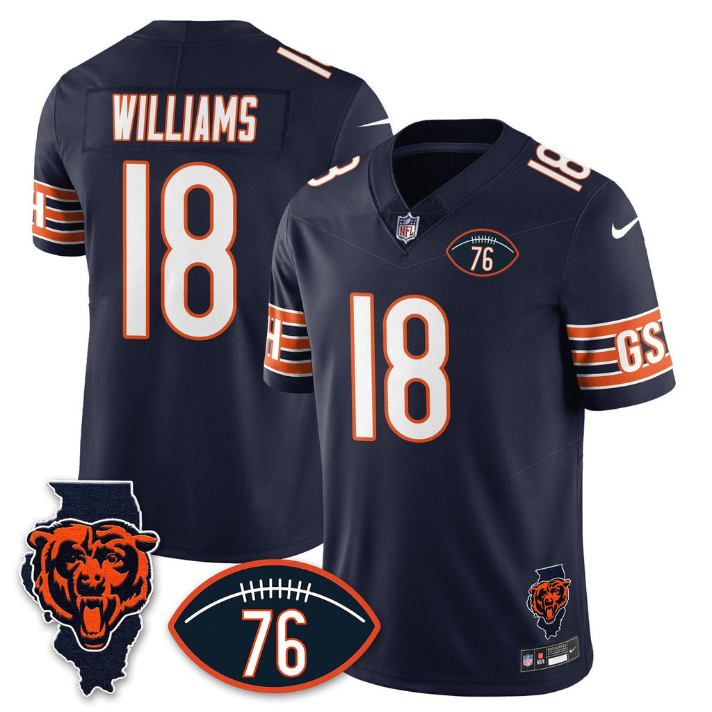 Men's Caleb Williams Jersey #18 Chicago Bears Honor Steve McMichael Navy