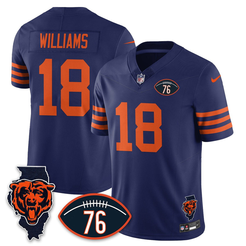 Men's Caleb Williams Jersey #18 Chicago Bears Honor Steve McMichael Throwback