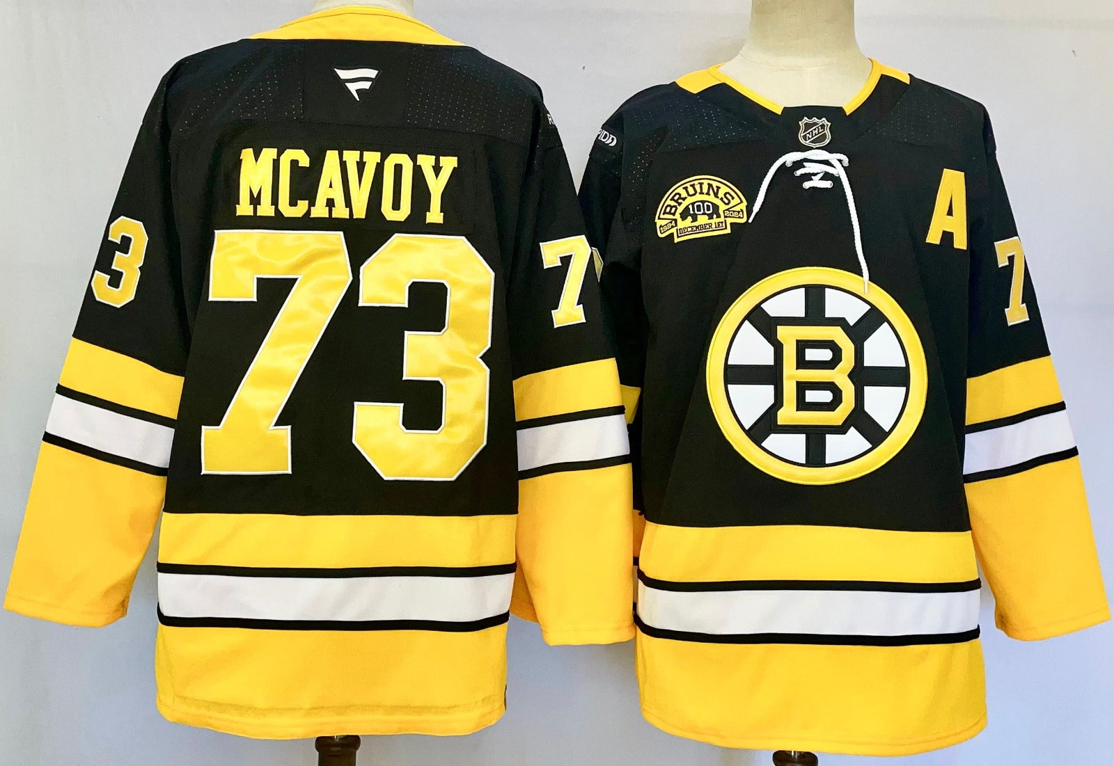 Men’s Charlie McAvoy Jersey #73 Boston Bruins 100th Anniversary Black Stitched