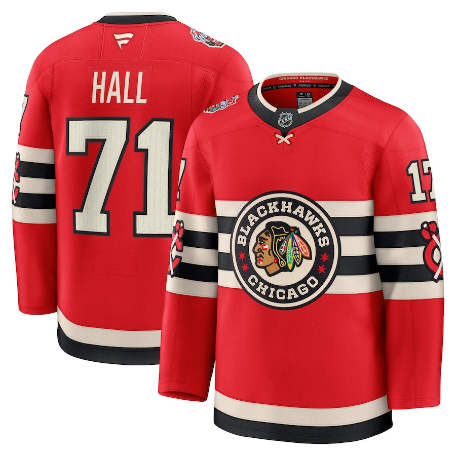 Men's Chicago Blackhawks #71 Taylor Hall 2025 NHL Winter Classic Jersey Red