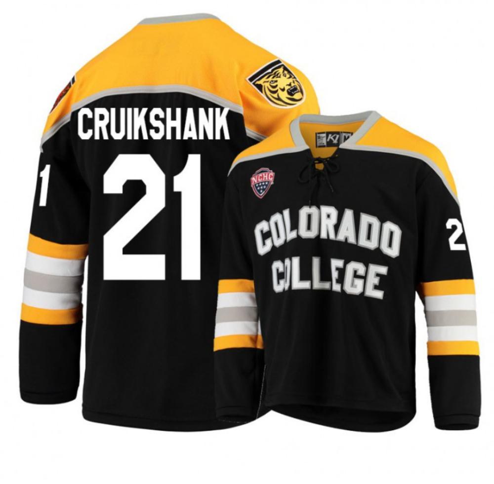 Men's Colorado College Tigers #21 Grant Cruikshank Hockey Stitched Black Jersey