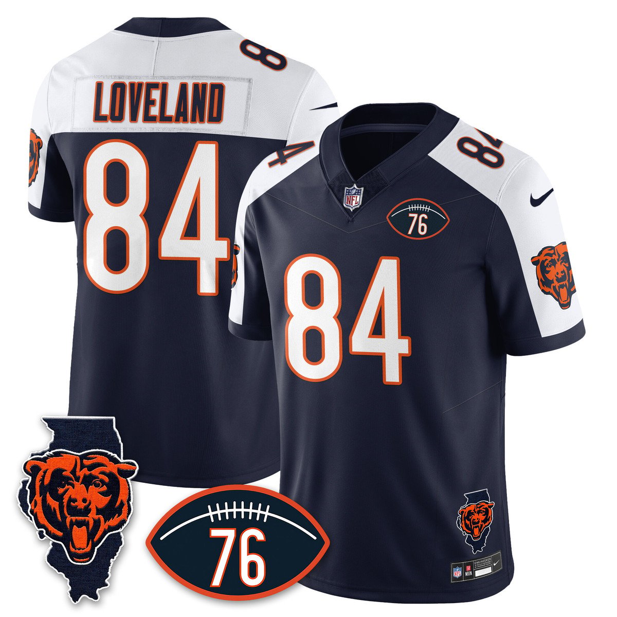 Men's Colston Loveland Jersey #84 Chicago Bears Honor Steve McMichael Alternate