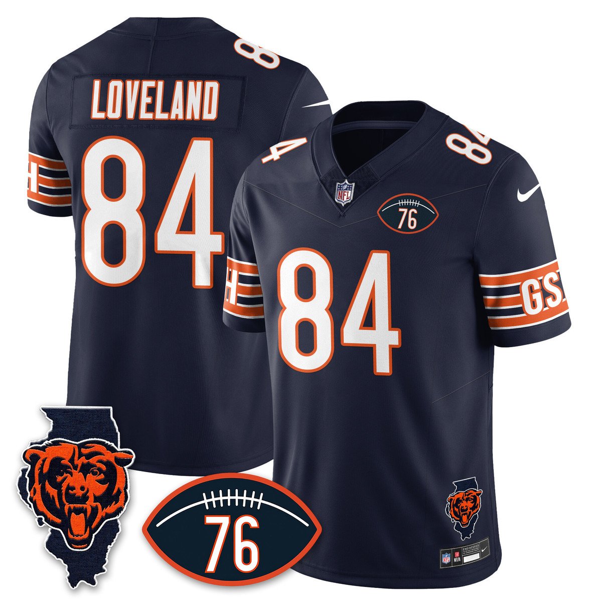 Men's Colston Loveland Jersey #84 Chicago Bears Honor Steve McMichael Navy