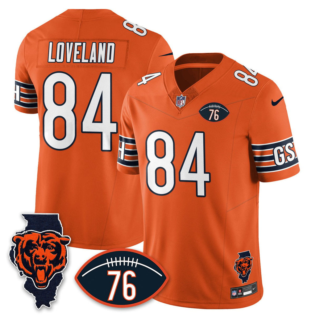 Men's Colston Loveland Jersey #84 Chicago Bears Honor Steve McMichael Orange