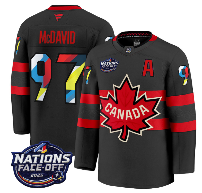 Men's Connor McDavid Jersey #97 Canada 4 Nations Face-Off 2025 V2 Stitched Black
