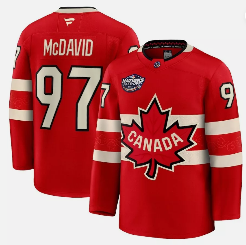 Men's Connor McDavid Jersey #97 Red 2025 4 Nations Face-Off Stitched