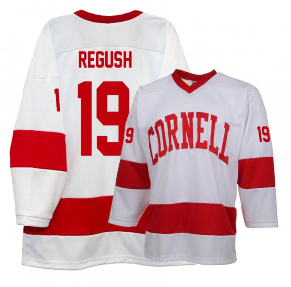Men's Cornell Big Red #19 Michael Regush College Hockey Stitched White Jersey