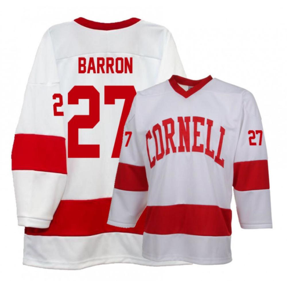 Men's Cornell Big Red #27 Morgan Barron College Hockey All Stitched Red Jersey