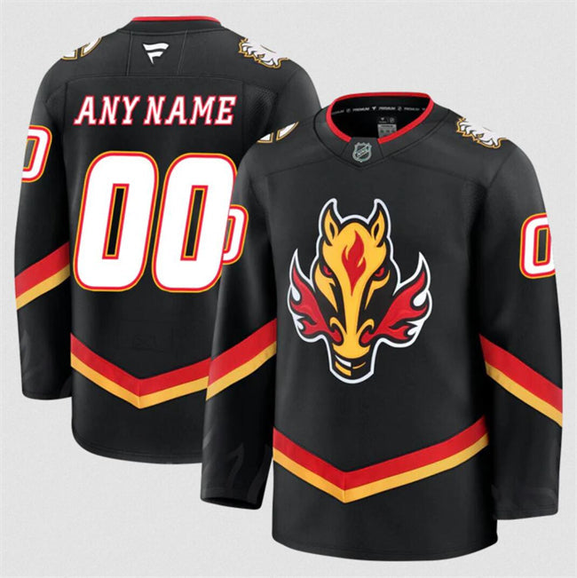 Men's Custom Calgary Flames Jersey Name, Number 2025 Black Alternate