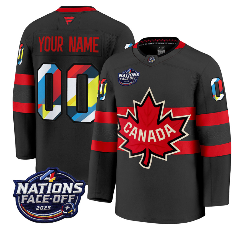 Men's Custom Canada Jersey 4 Nations Face-Off 2025 Premium V2 All Stitched Black