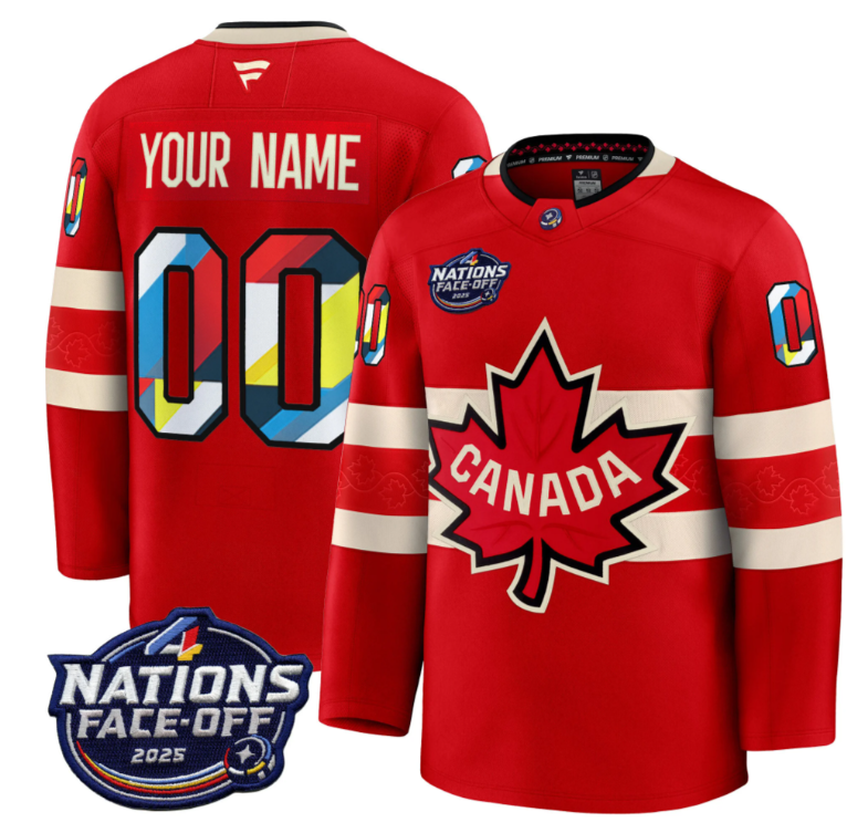 Men's Custom Canada Jersey 4 Nations Face-Off 2025 Premium V2 All Stitched Red