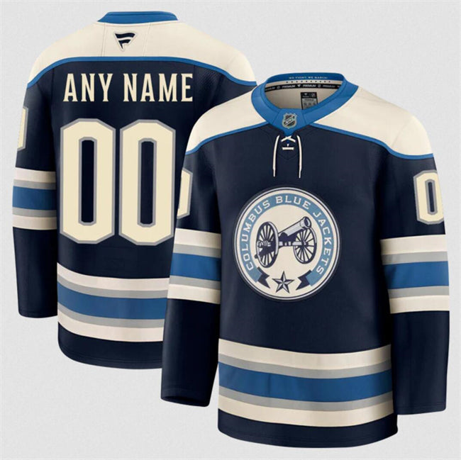 Men's Custom Columbus Blue Jackets Jersey Name, Number 2025 Navy Alternate