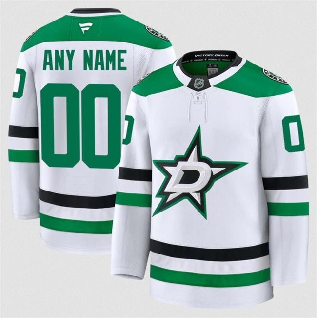 Men's Custom Dallas Stars Jersey Name, Number 2025 Away White Stitched