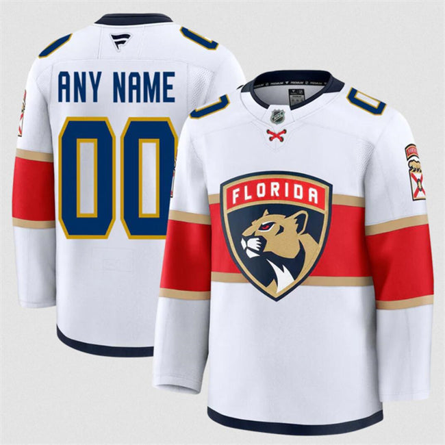 Men's Custom Florida Panthers Jersey Name, Number 2025 Away White