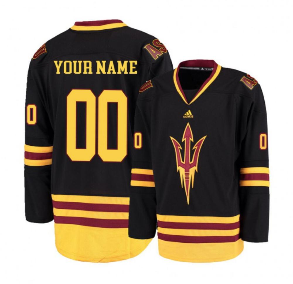 Men's Custom Jersey Arizona State Sun Devils College Hockey Stitched Black