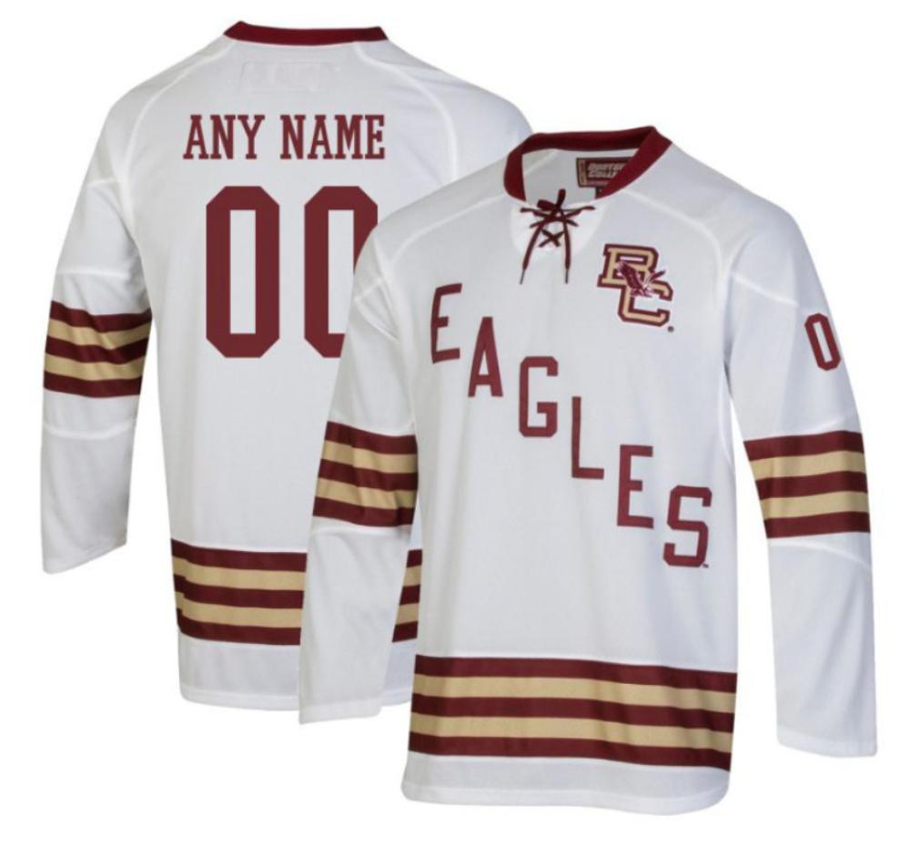 Men's Custom Jersey Boston College Eagles Hockey All Stitched White
