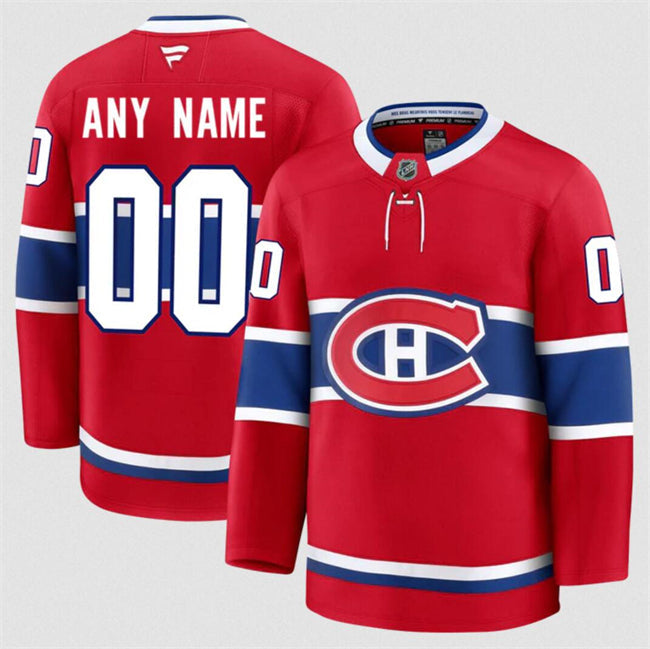 Men's Custom Montreal Canadiens Jersey Name, Number 2025 Home Red