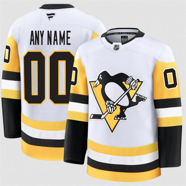 Men's Custom Pittsburgh Penguins Jersey Name, Number 2025 Away White