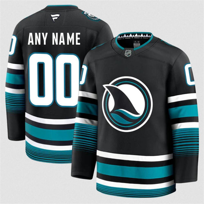 Men's Custom San Jose Sharks Jersey Name, Number 2025 Alternate Black