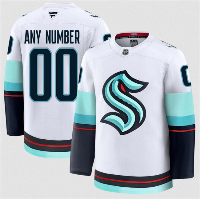 Men's Custom Seattle Kraken Jersey Name, Number 2025 Away White