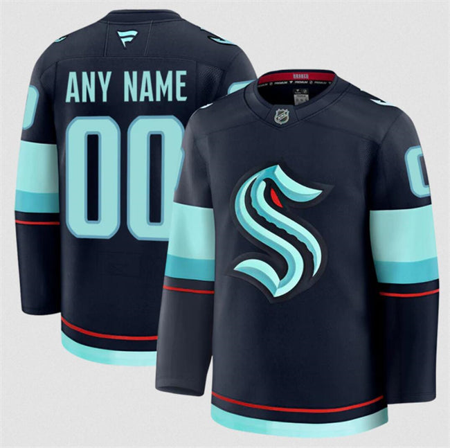 Men's Custom Seattle Kraken Jersey Name, Number 2025 Home Navy