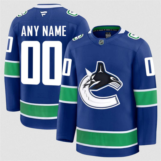 Men's Custom Vancouver Canucks Jersey Name, Number 2025 Home Blue