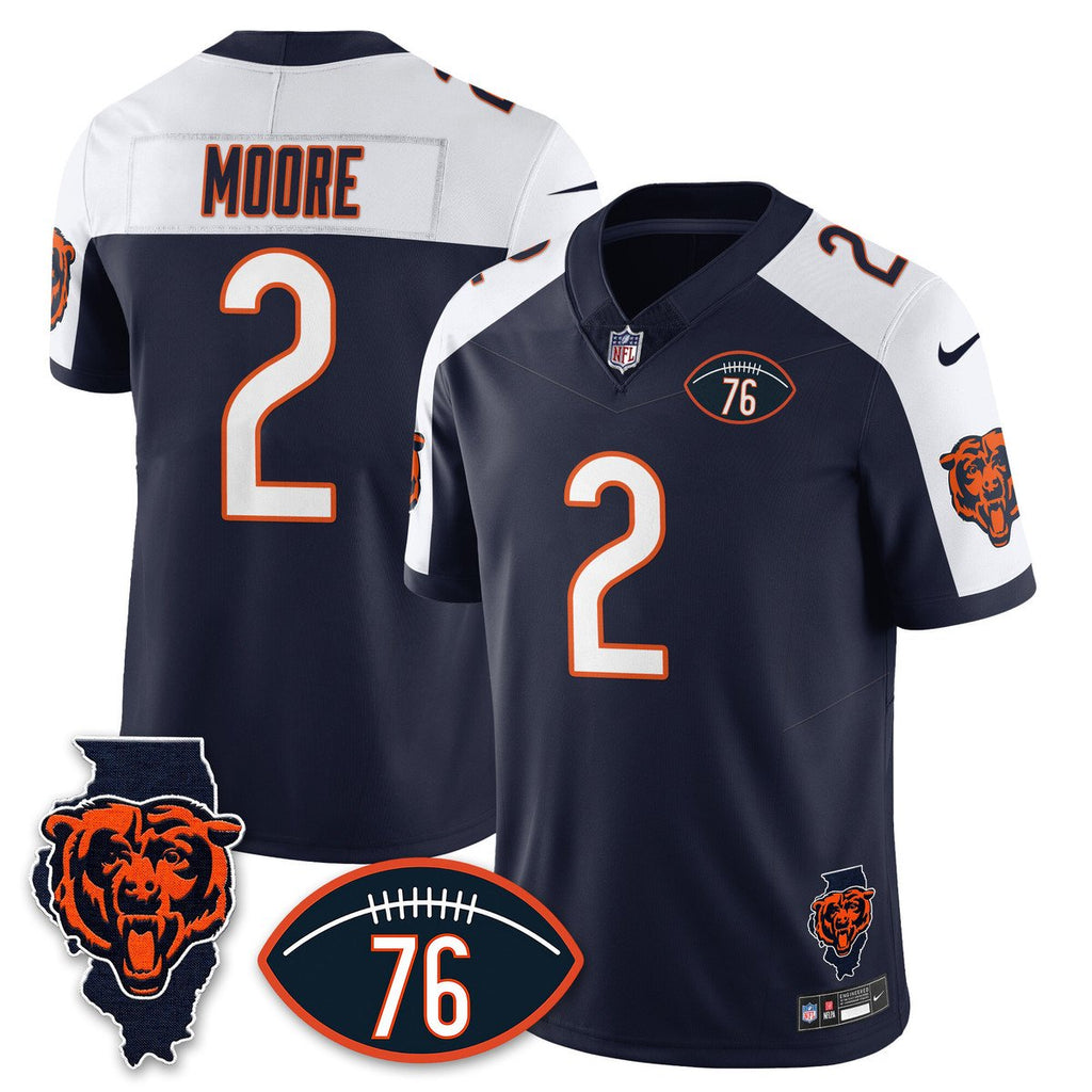 Men's DJ Moore Jersey #2 Chicago Bears Honor Steve McMichael Alternate
