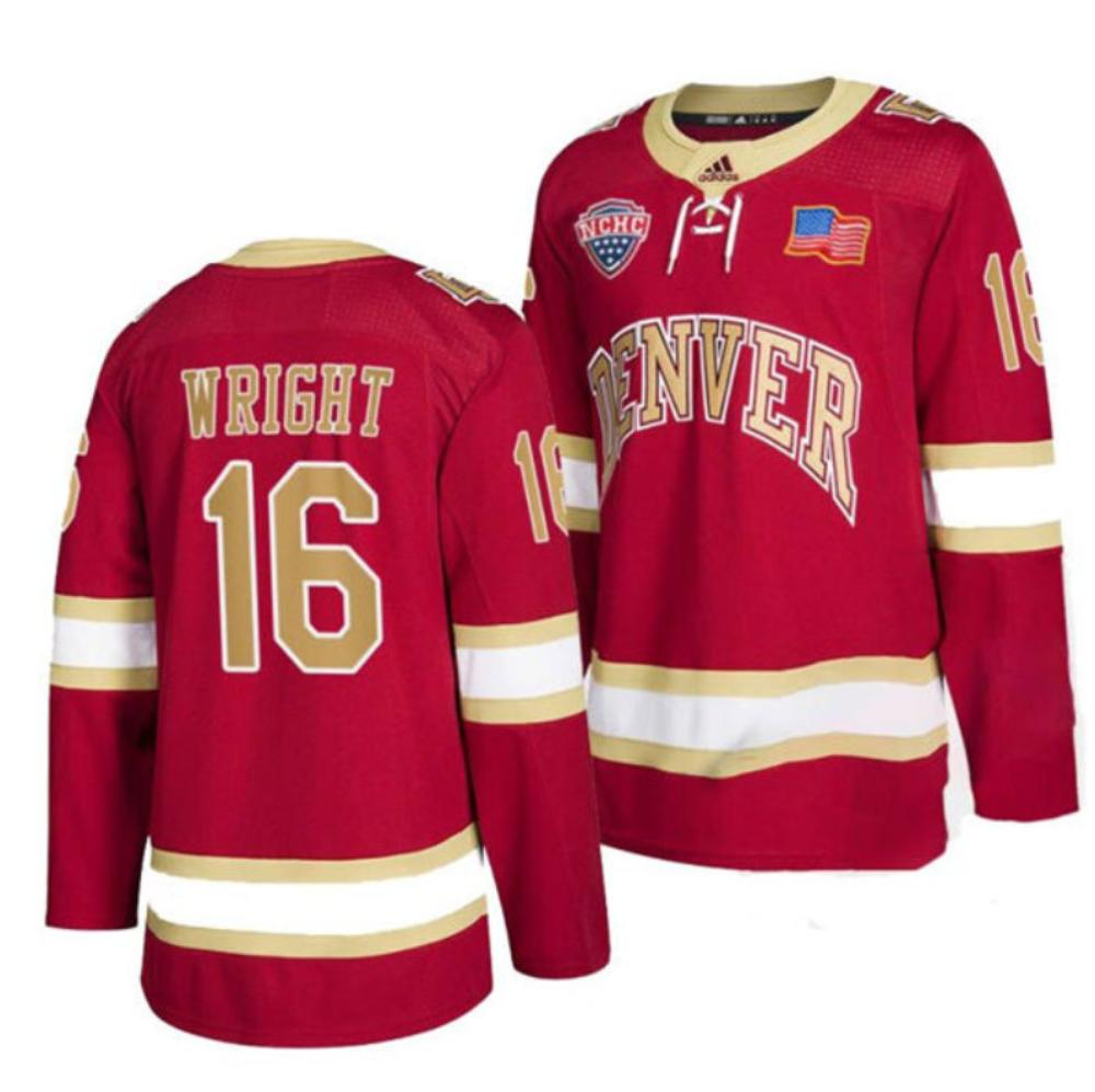 Men's Denver Pioneers #16 Cameron Wright College Hockey Stitched Crimson Jersey